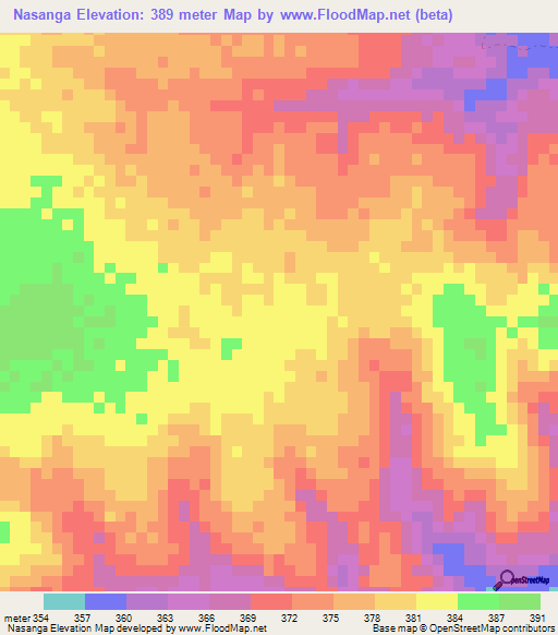 Nasanga,Tanzania Elevation Map