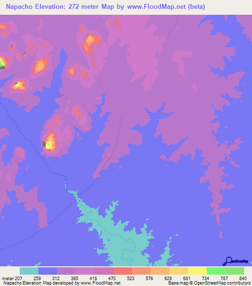 Napacho,Tanzania Elevation Map