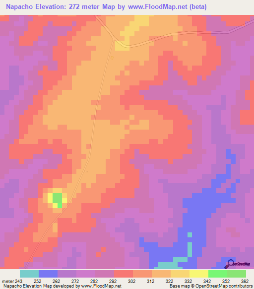 Napacho,Tanzania Elevation Map