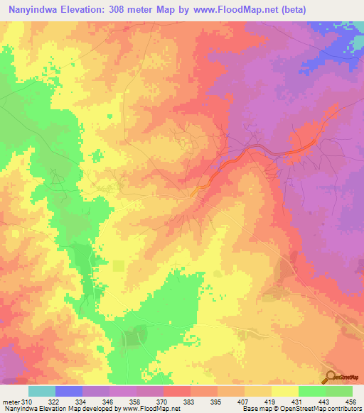 Nanyindwa,Tanzania Elevation Map