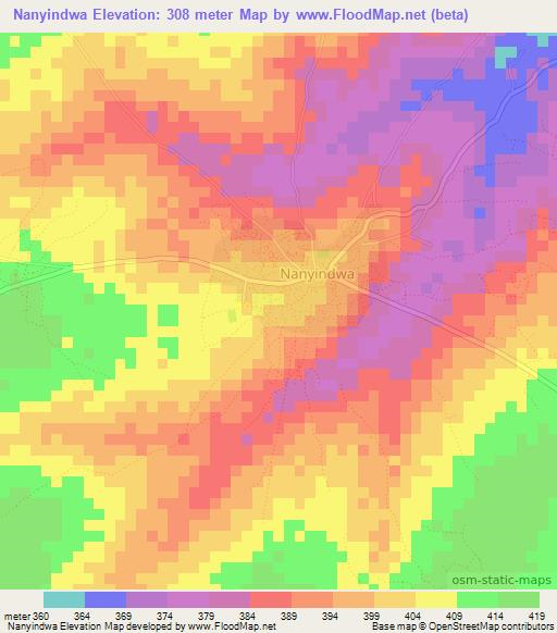 Nanyindwa,Tanzania Elevation Map