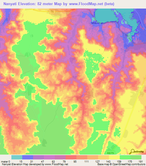 Nanyati,Tanzania Elevation Map