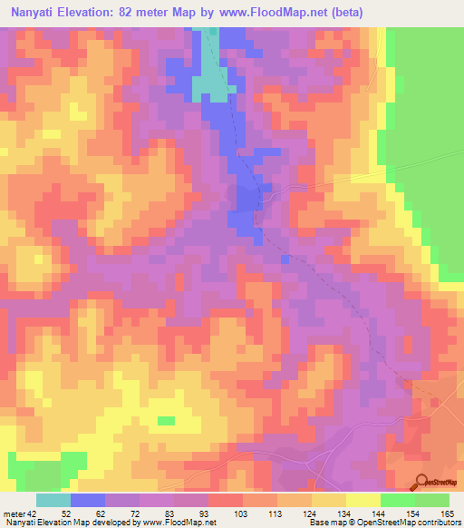 Nanyati,Tanzania Elevation Map