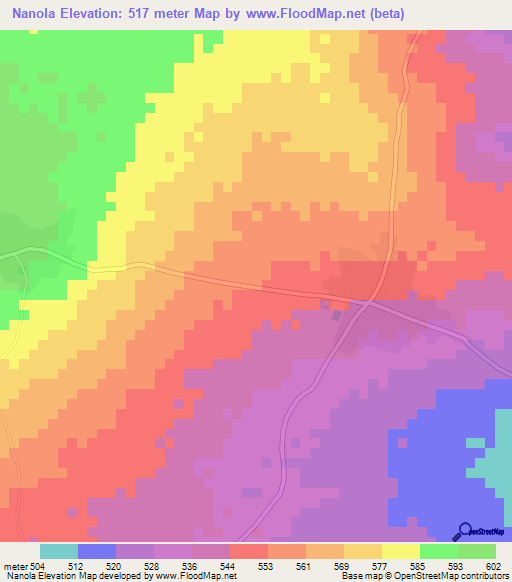 Nanola,Tanzania Elevation Map