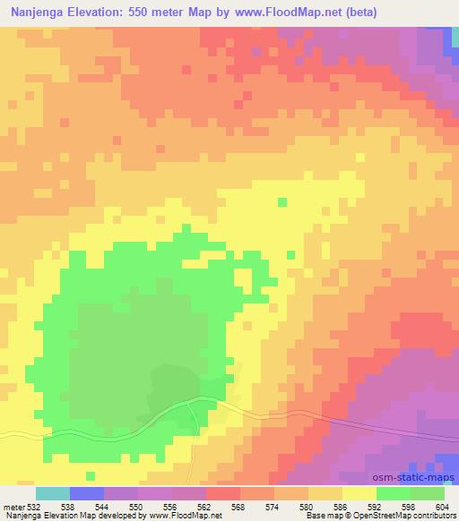 Nanjenga,Tanzania Elevation Map