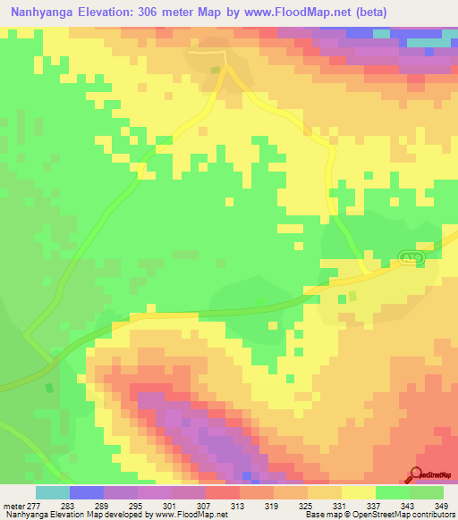 Nanhyanga,Tanzania Elevation Map