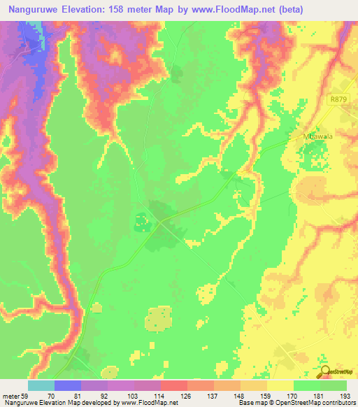 Nanguruwe,Tanzania Elevation Map