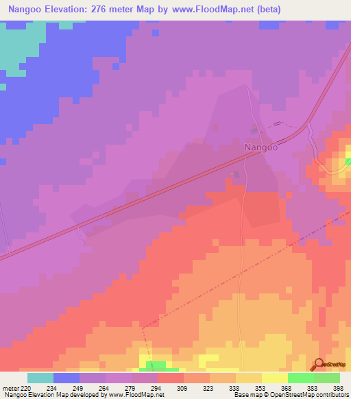 Nangoo,Tanzania Elevation Map