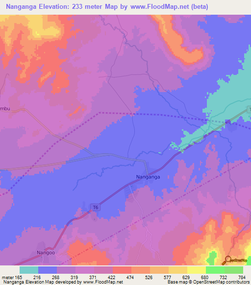 Nanganga,Tanzania Elevation Map
