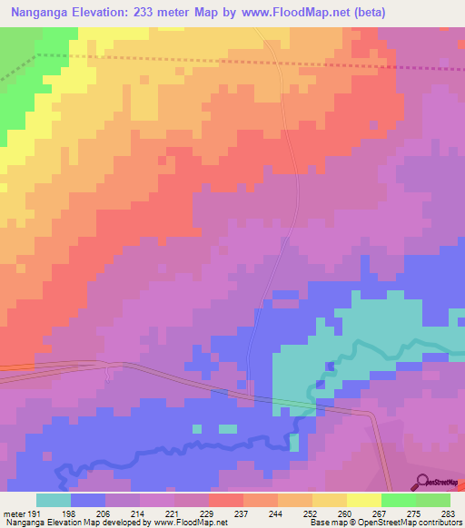 Nanganga,Tanzania Elevation Map