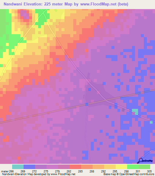 Nandwani,Tanzania Elevation Map