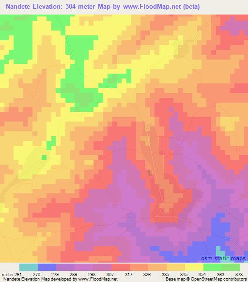 Nandete,Tanzania Elevation Map