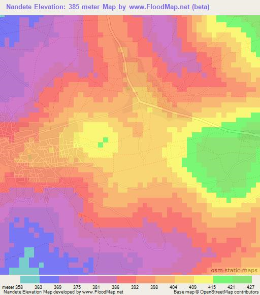 Nandete,Tanzania Elevation Map