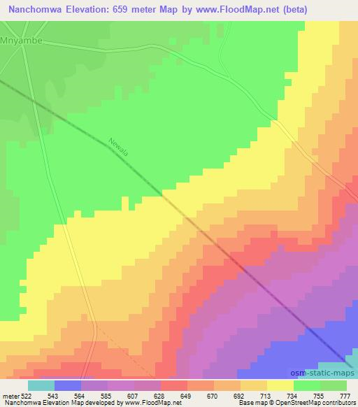 Nanchomwa,Tanzania Elevation Map