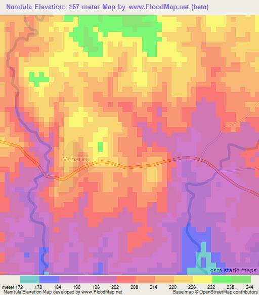 Namtula,Tanzania Elevation Map