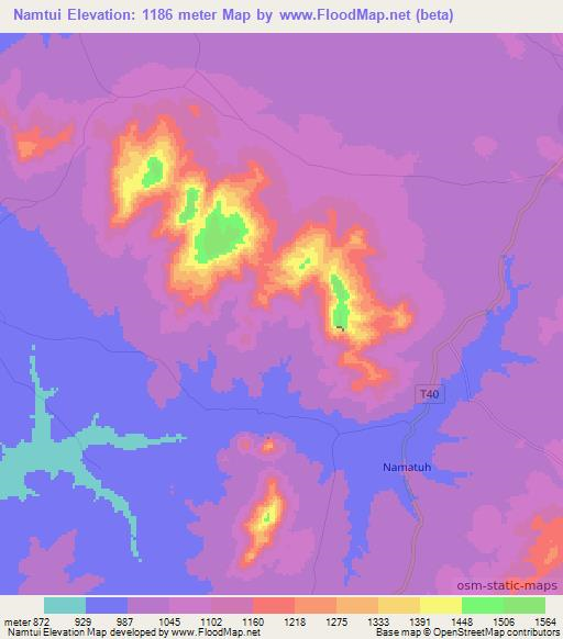 Namtui,Tanzania Elevation Map