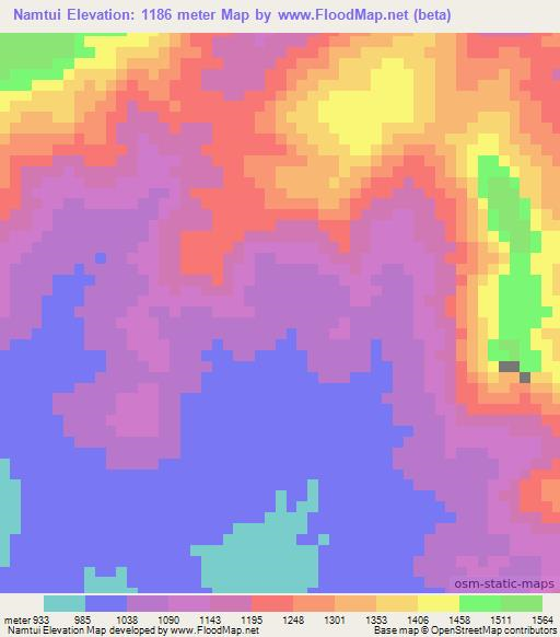 Namtui,Tanzania Elevation Map