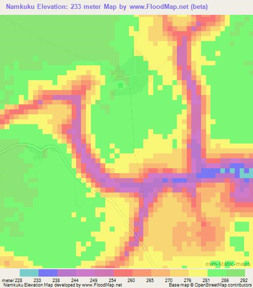 Namkuku,Tanzania Elevation Map