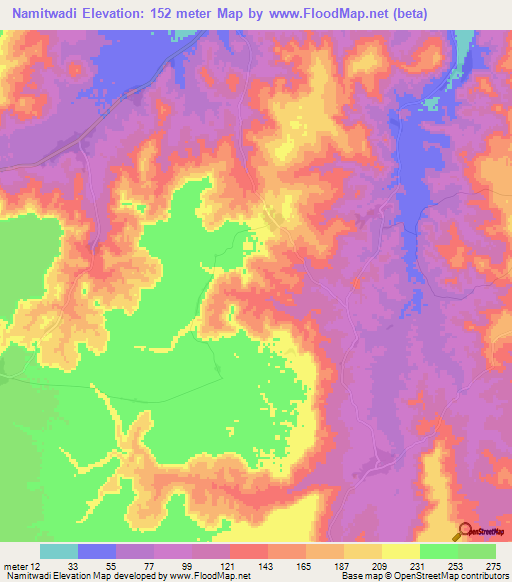 Namitwadi,Tanzania Elevation Map