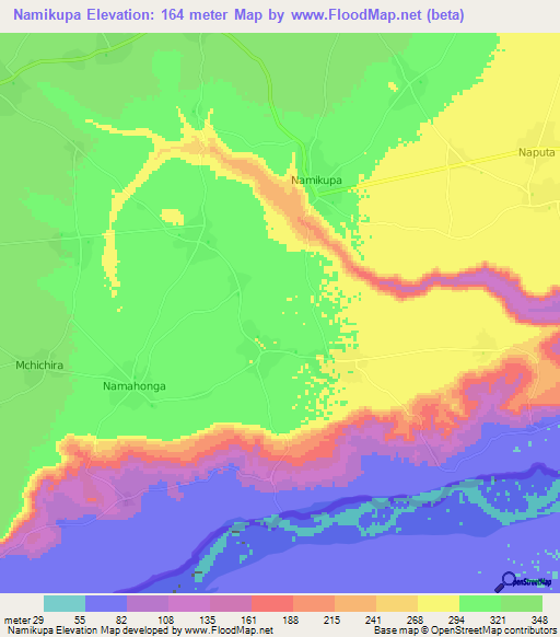 Namikupa,Tanzania Elevation Map