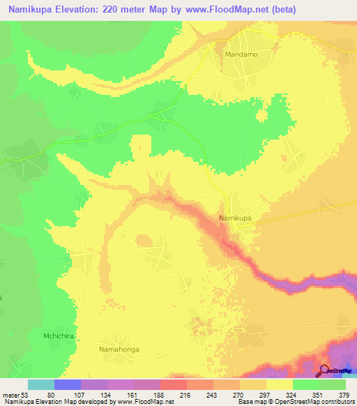 Namikupa,Tanzania Elevation Map