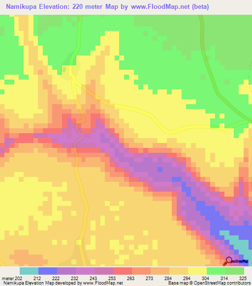 Namikupa,Tanzania Elevation Map