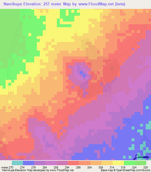 Namikupa,Tanzania Elevation Map