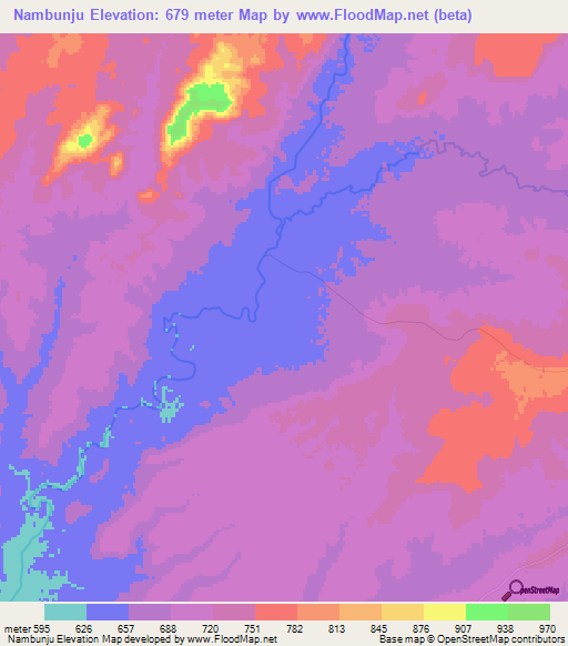 Nambunju,Tanzania Elevation Map