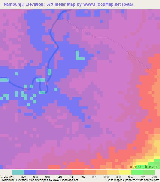 Nambunju,Tanzania Elevation Map