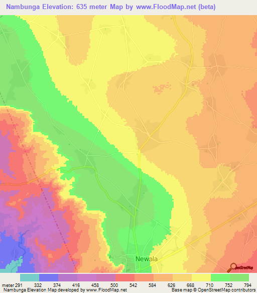 Nambunga,Tanzania Elevation Map