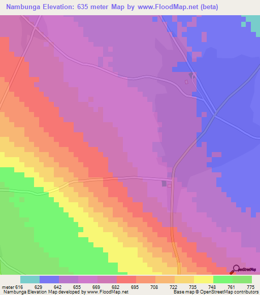 Nambunga,Tanzania Elevation Map