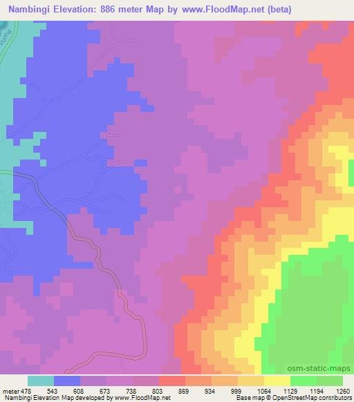 Nambingi,Tanzania Elevation Map