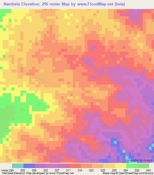 Nambela,Tanzania Elevation Map