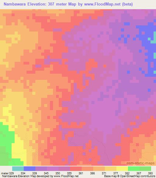 Nambawara,Tanzania Elevation Map