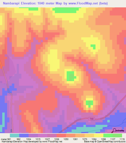 Nambarapi,Tanzania Elevation Map