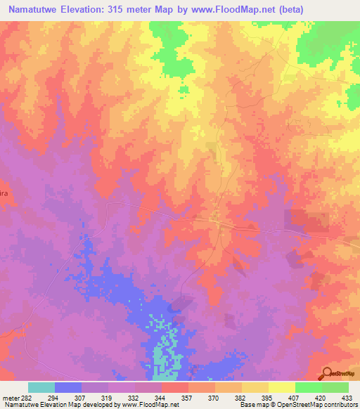 Namatutwe,Tanzania Elevation Map