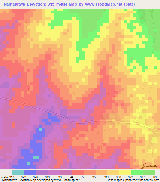 Namatutwe,Tanzania Elevation Map