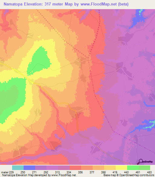 Namatopa,Tanzania Elevation Map