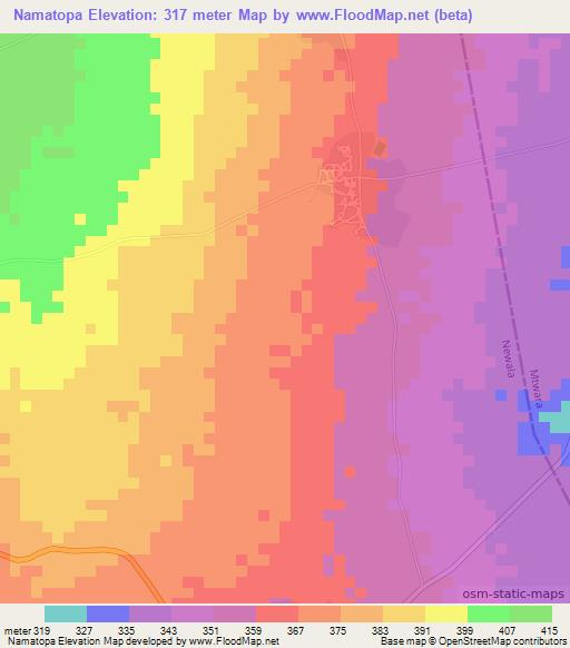 Namatopa,Tanzania Elevation Map