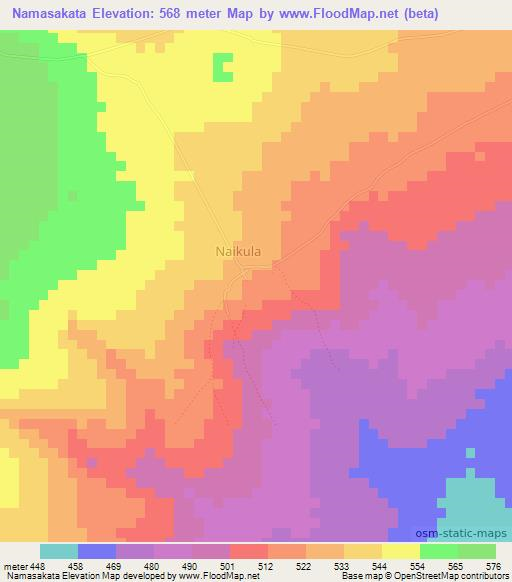 Namasakata,Tanzania Elevation Map