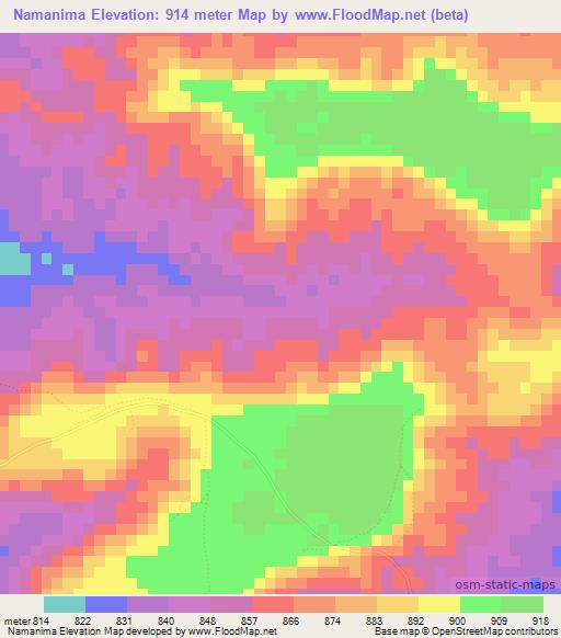 Namanima,Tanzania Elevation Map