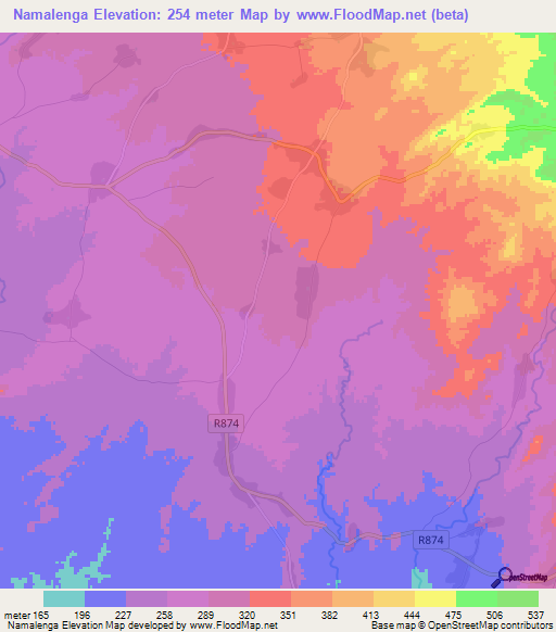 Namalenga,Tanzania Elevation Map