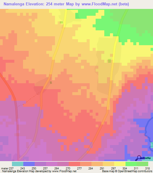 Namalenga,Tanzania Elevation Map