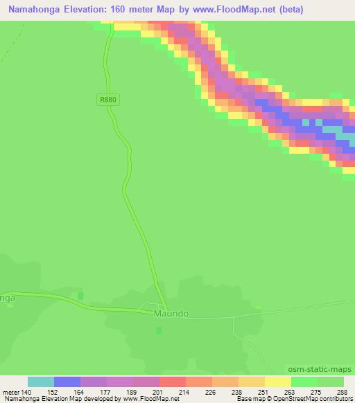 Namahonga,Tanzania Elevation Map