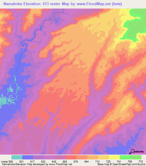 Namahoka,Tanzania Elevation Map