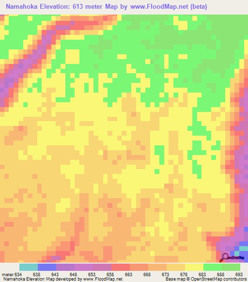 Namahoka,Tanzania Elevation Map