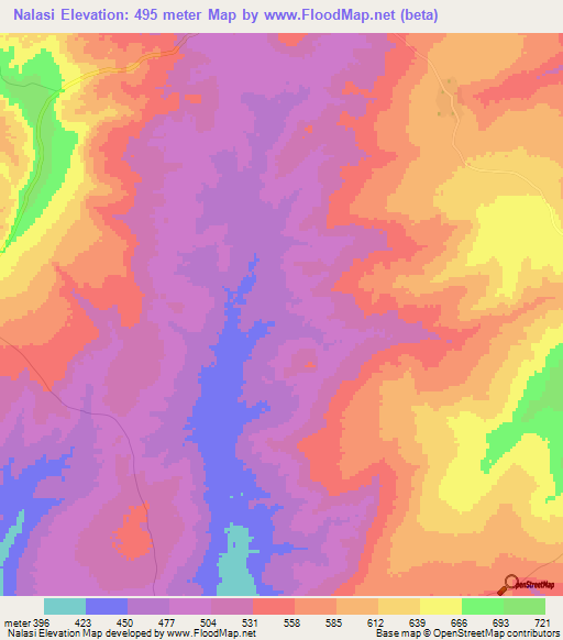 Nalasi,Tanzania Elevation Map