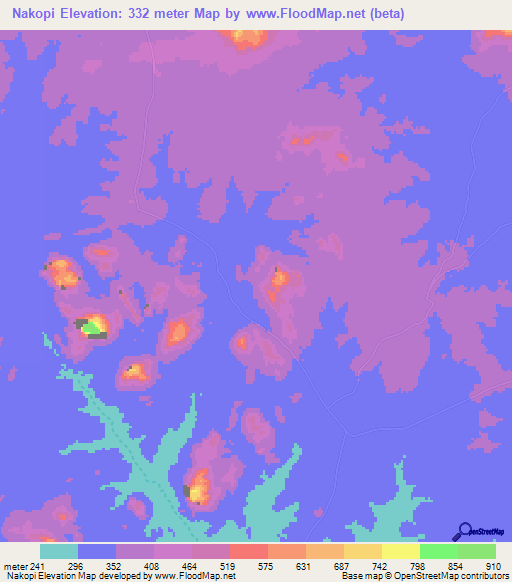 Nakopi,Tanzania Elevation Map