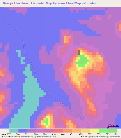 Nakopi,Tanzania Elevation Map