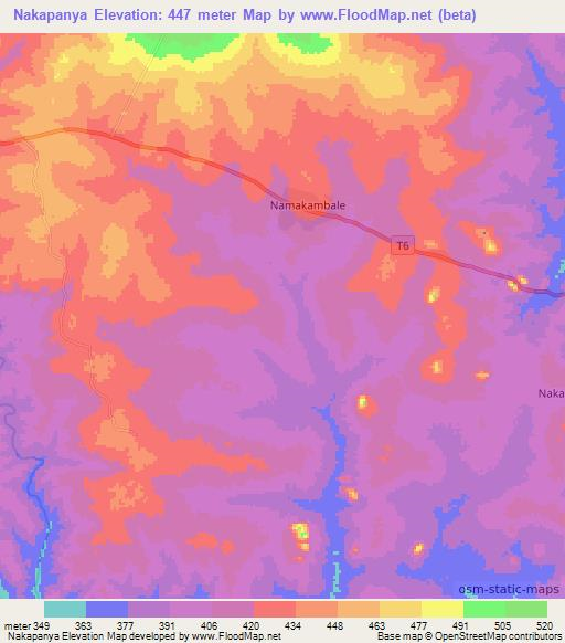 Nakapanya,Tanzania Elevation Map